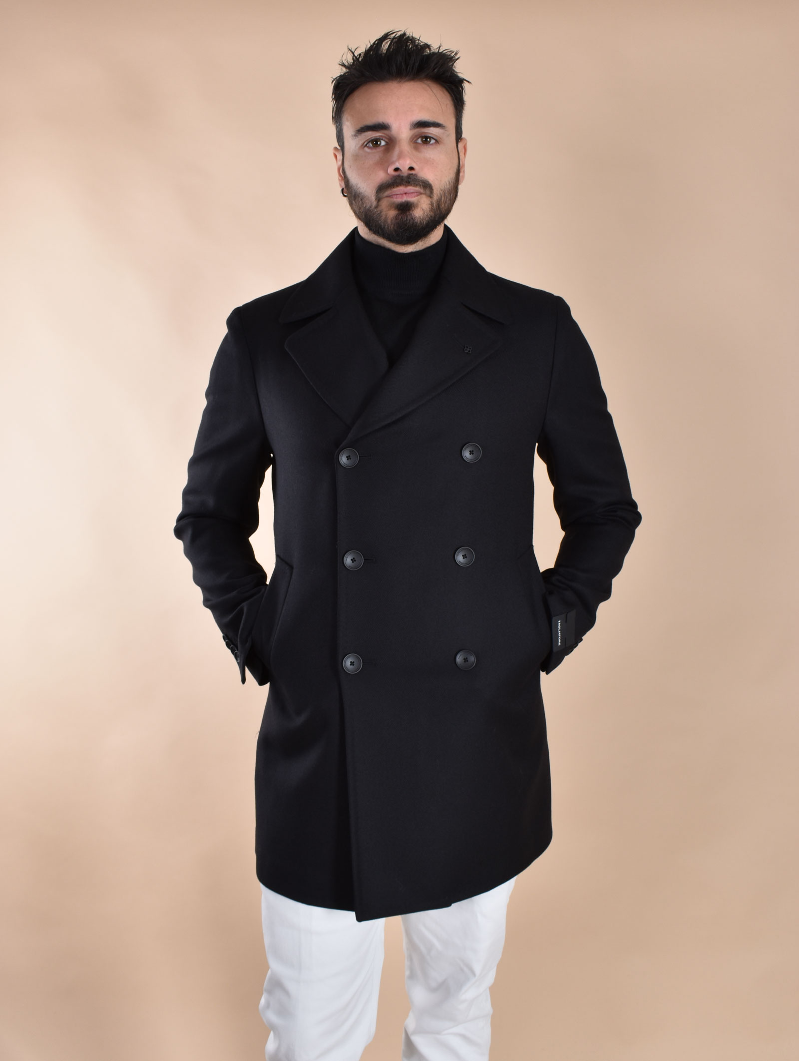 Tagliatore C-Stephan black double-breasted water-repellent wool